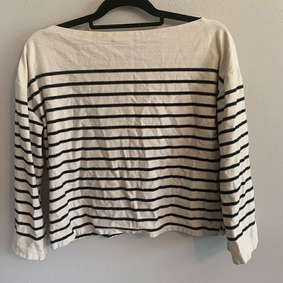 Ralph Lauren Black and cream striped boatneck shirt size L - Picture 2 of 8